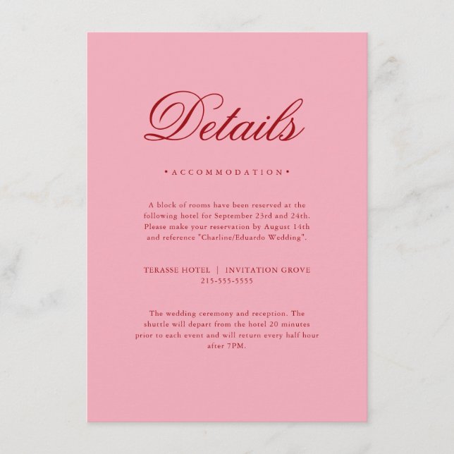 Pink Red Valentines  Elegant Neutral Details Card Tilläggskort (Framsida)