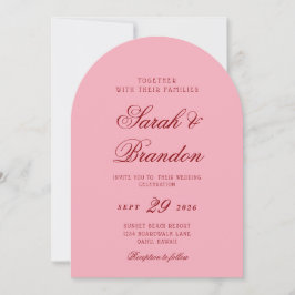Pink Red Valentines Minimalist Script Wedding Inbjudningar