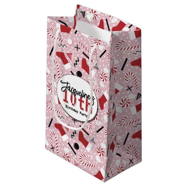 Pink Retro Christmas Peppermint Birthday (Framsidan Vinklad)