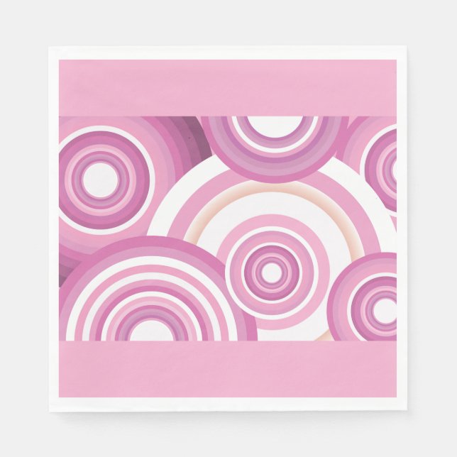 Pink Retro Circles Pattern Pappersservett (Framsidan)
