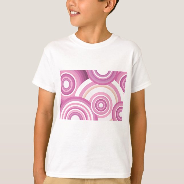 Pink Retro Circles Pattern T Shirt (Framsida)
