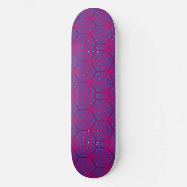 Pink retro geometric pattern  mini skateboard bräda 18,5 cm (Framsida)