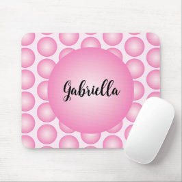 Pink Retro Polka Dot Monogram Script Name Musmatta