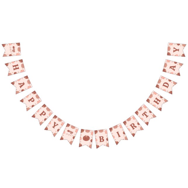 Pink Retro Pumpkin Birthday Bunting Banner Vimplar (Alla)