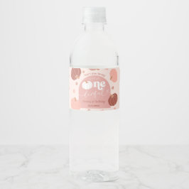 Pink Retro Pumpkin First Birthday Bottle Label Vattenflaskor Etikett