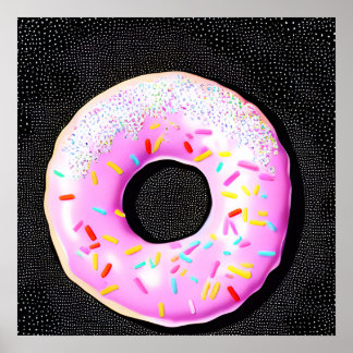 Pink Retro Sprinkle Donut Poster
