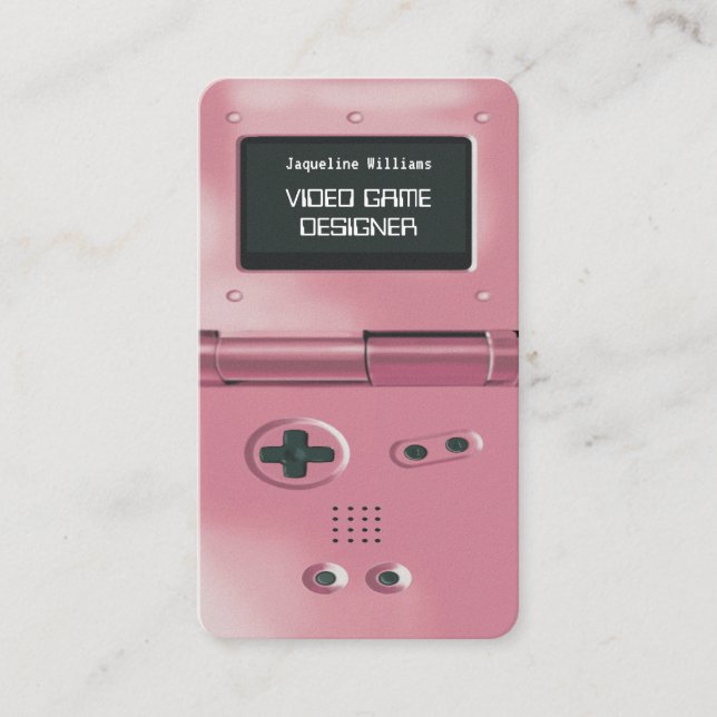 Pink Retro Style Gaming Console Game Designer Visitkort (Framsida)