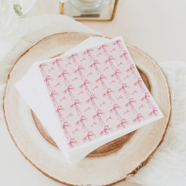 Pink Ribbon Baby Shower Paper Napkins Girl Bow Pappersservett
