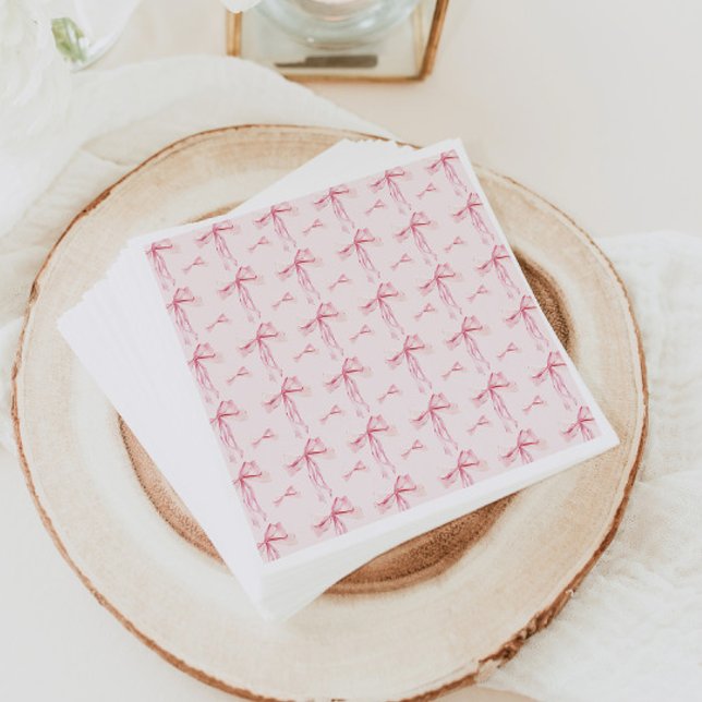 Pink Ribbon Baby Shower Paper Napkins Girl Bow Pappersservett (Skapare uppladdad)