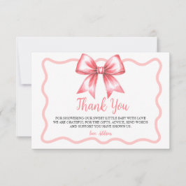 Pink Ribbon Baby Shower Thank You Card  Tack Kort