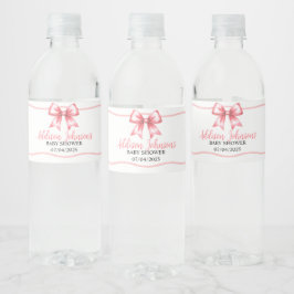 Pink Ribbon Baby Shower Water Bottle Label  Vattenflaskor Etikett