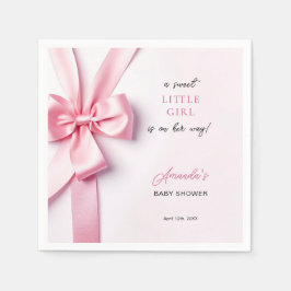 Pink Ribbon Bow Baby Shower Sweet Little Girl Pappersservett