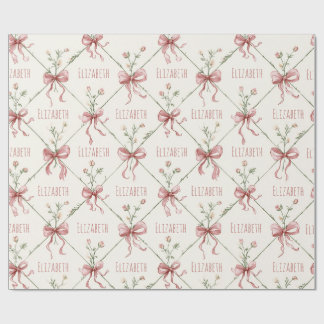 Pink Ribbon Bows Coquettes Personalized Presentpapper