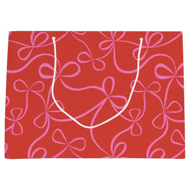 Pink Ribbon Bows on Red Modern Holiday (Framsidan)