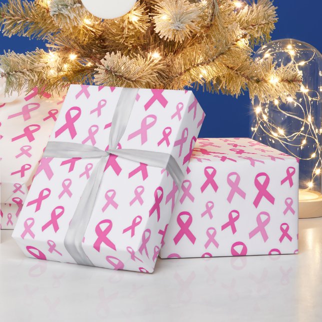 Pink Ribbon Breast Cancer Awareness Pattern Presentpapper (Helgdagar)