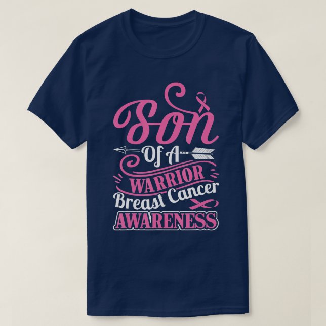 pink ribbon breast cancer awareness Son of warrior T Shirt (Design framsida)