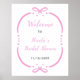 Pink Ribbon Bridal Shower Welcome Poster