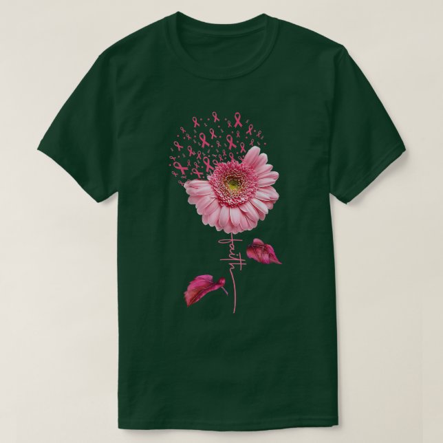 Pink Ribbon Daisy Faith  Breast Cancer Awareness M T Shirt (Design framsida)