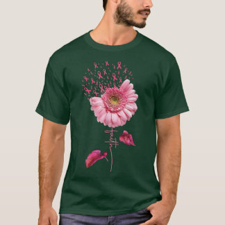 Pink Ribbon Daisy Faith Breast Cancer Awareness M T Shirt