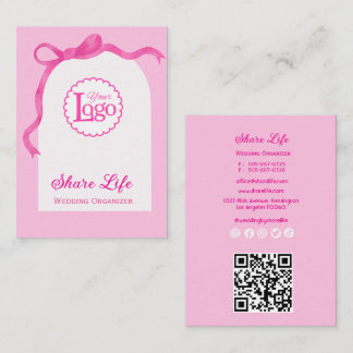 Pink Ribbon Gate Wedding Organizer Business Card Visitkort