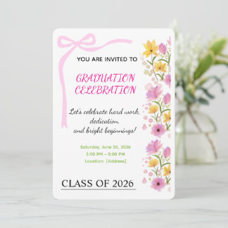 Pink Ribbon Graduation Party Invitation Inbjudningar