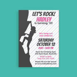 Pink Rock Climbing Birthday | Rock Climbing Inbjudningar