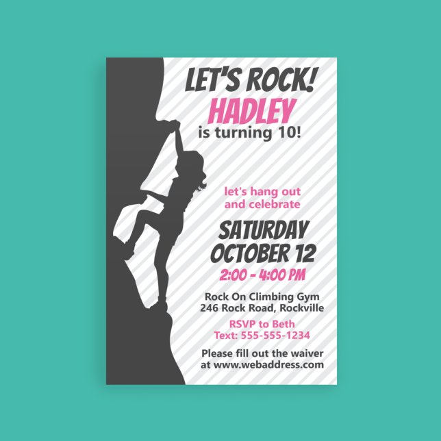 Pink Rock Climbing Birthday | Rock Climbing Inbjudningar (Skapare uppladdad)