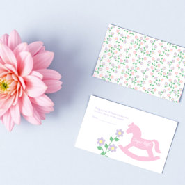 Pink Rocking Horse Girl Baby Shower Diaper Raffle Tilläggskort