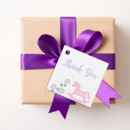 Pink Rocking Horse Girl Baby Shower Gåvor Etiketter