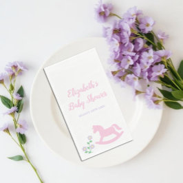 Pink Rocking Horse Girl Baby Shower Pappersservett