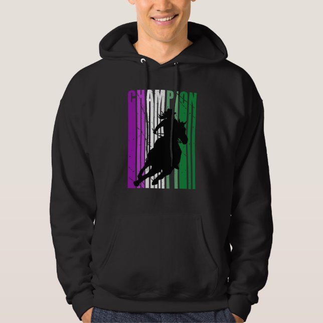 Pink Rodeo Champion Cowgirl on Horse Barrel Racing Hoodie (Framsida)