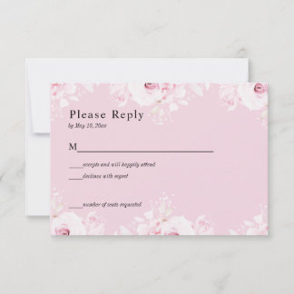 Pink Romantic Roses Elegant Pink RSVP Card OSA Kort