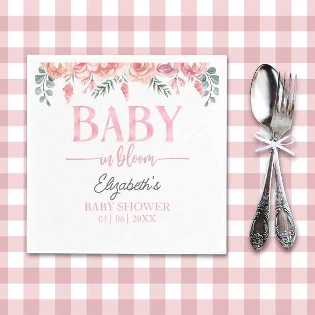 Pink Rose Baby Shower – Baby in Bloom Pappersservett (Skapare uppladdad)