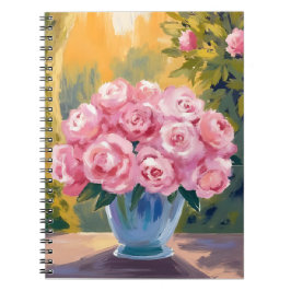 Pink Rose Bouquet | Watercolor Floral Vase Anteckningsbok