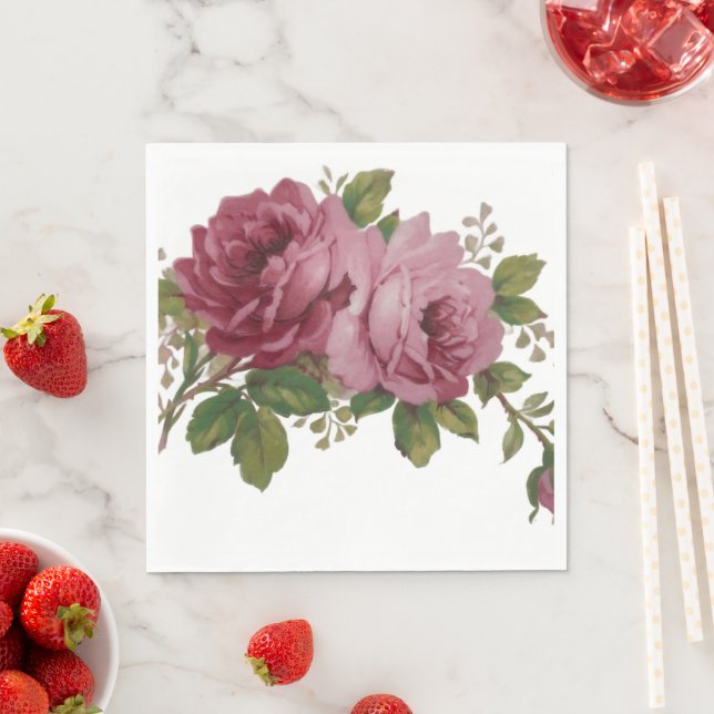Pink Rose Elegance Paper Napkin  Pappersservett (Insitu)
