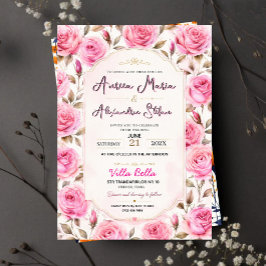 Pink Rose Elegant Floral Romantic Blush Rose Inbjudningar