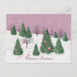 Pink Rose Enchanted Forest Holiday Letter Card Vykort