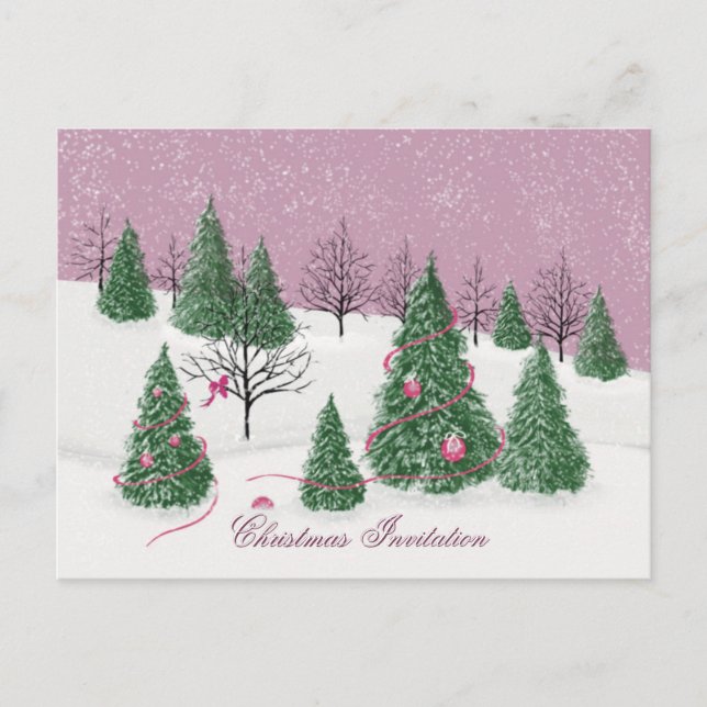 Pink Rose Enchanted Forest Holiday Letter Card Vykort (Framsida)