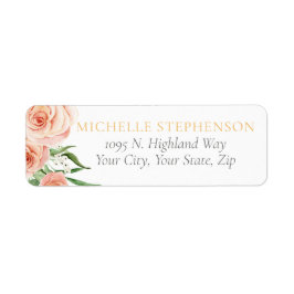 Pink Rose Floral Bridal Shower Return Address Returadress Etikett