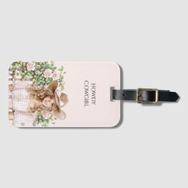 Pink Rose Floral Fence Cowgirl Bagagebricka