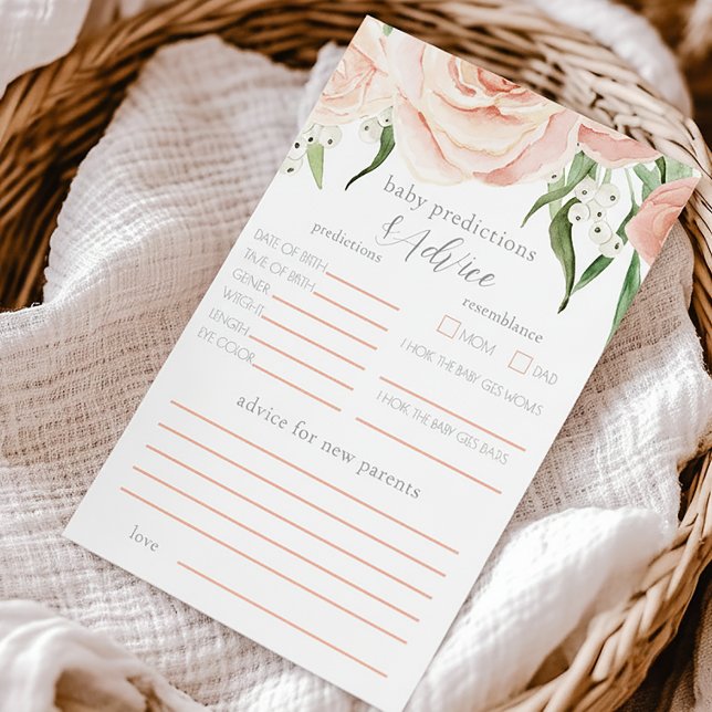 Pink Rose Floral Girl Baby Shower Prediction Game (Skapare uppladdad)