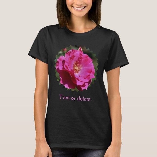 Pink Rose Floral Personalized T Shirt (Framsida)
