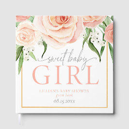 Pink Rose Floral Sweet Baby Girl Baby Shower Gästböcker