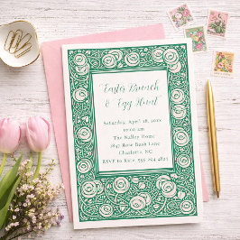 Pink Rose Flower Easter Brunch Invitation Inbjudningar