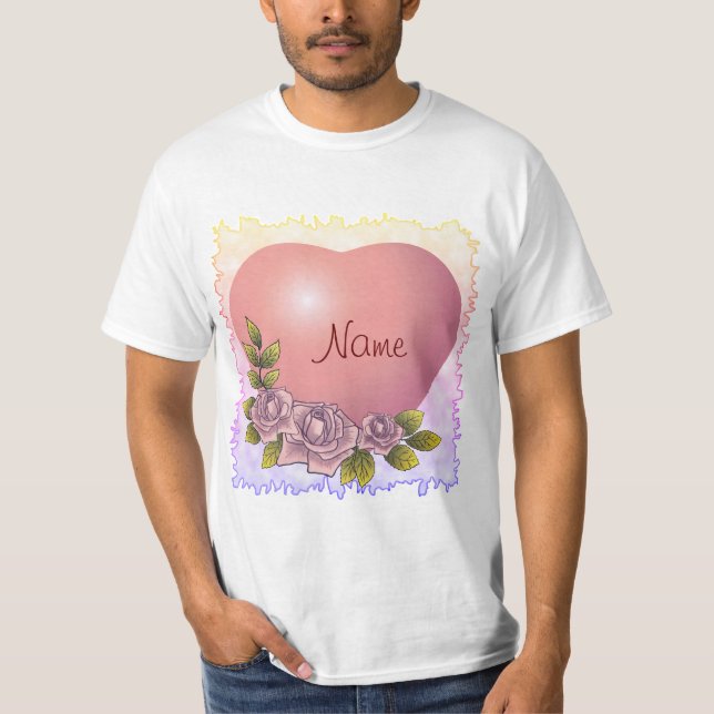 Pink Rose Garland  T Shirt (Framsida)