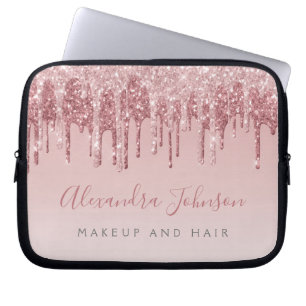 Pink Rose Gold Glitter Sparkle Monogram Laptop Fodral