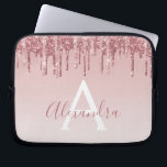 Pink Rose Gold Glitter Sparkle Monogram Laptop Fodral<br><div class="desc">Rosa - Ro Guld Faux-Sleeve- som kör Glitter och Gnistra Elegant Monogram Girly Cute Computer Fodral eller . Det här fodral kan anpassas så att du inkluderar ditt namnteckning skript namn.</div>