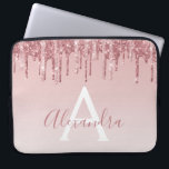 Pink Rose Gold Glitter Sparkle Monogram Laptop Fodral<br><div class="desc">Rosa - Ro Guld Faux-Sleeve- som kör Glitter och Gnistra Elegant Monogram Girly Cute Computer Fodral eller . Det här fodral kan anpassas så att du inkluderar ditt namnteckning skript namn.</div>