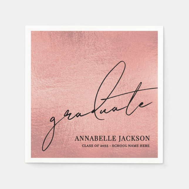 Pink Rose Gold Graduation Pappersservett (Framsidan)