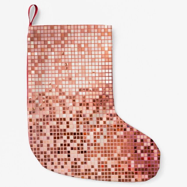 Pink rose gold square mosaic tiles for texture bac liten julstrumpa (Framsidan)